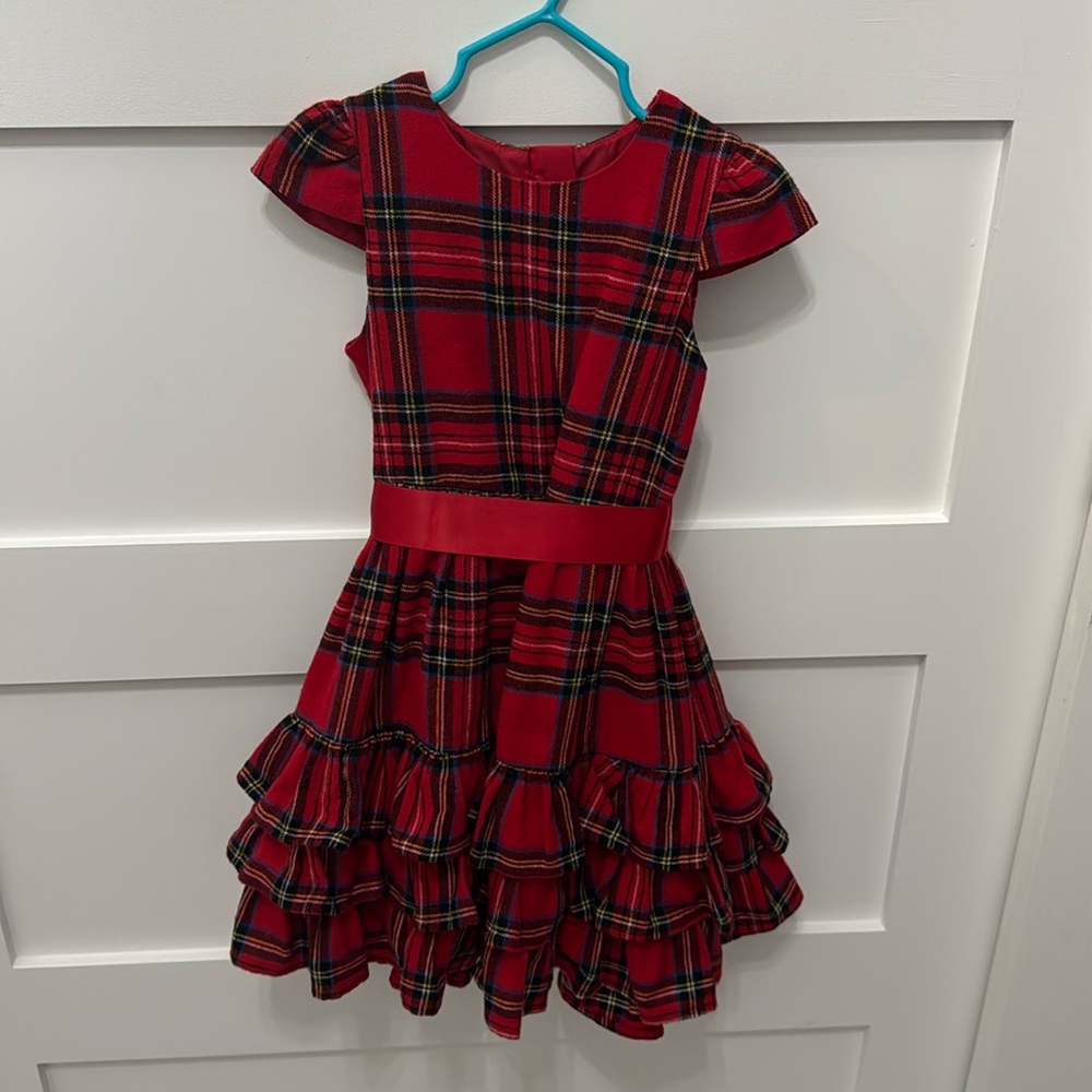 Hollie Hastie London girls red plaid Christmas dresses
